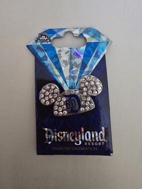 Disney Silver Crystal Mickey 60th Celebration Brooch